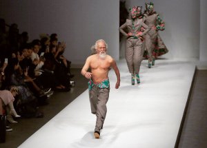 Wang Deshun, who turned 80 this fall, at the China Fashion Week in Beijing last year. Credit Quan Yajun 